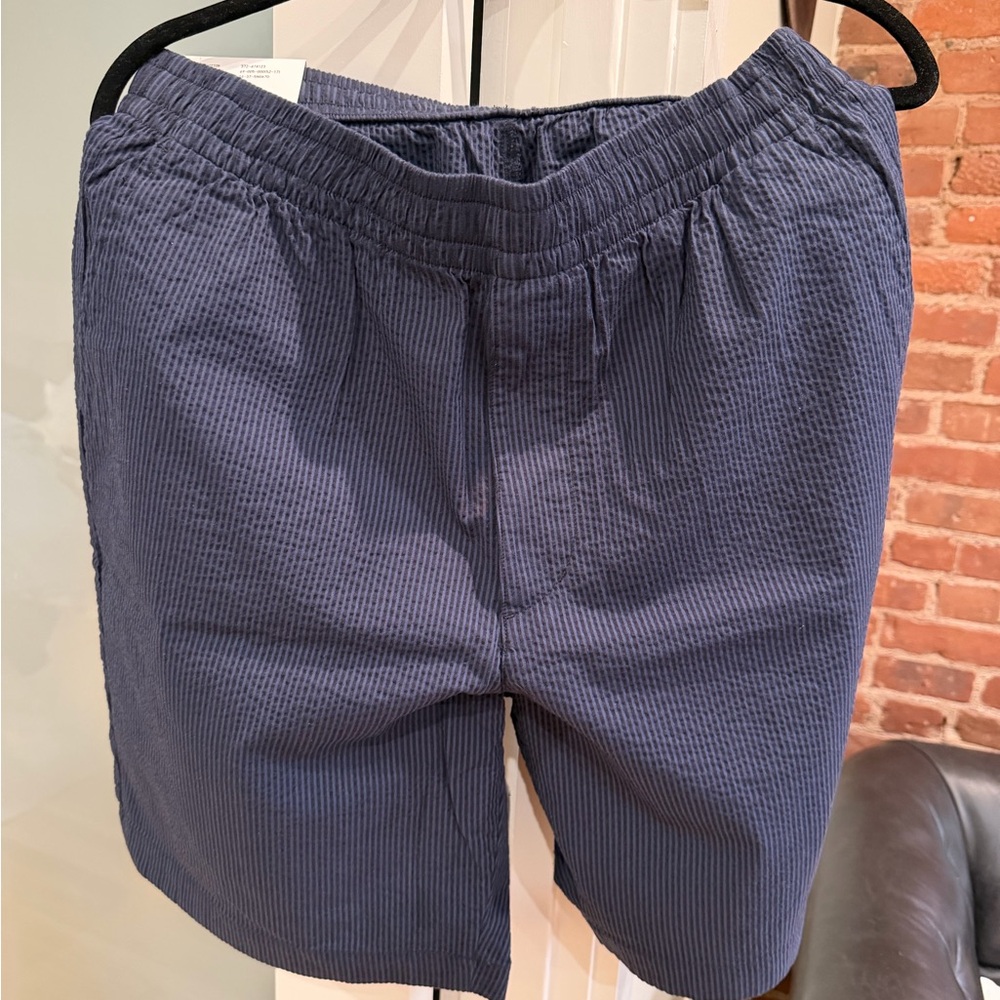 Uniqlo Men's Navy Textured Elastic-Waist Hybrid Shorts